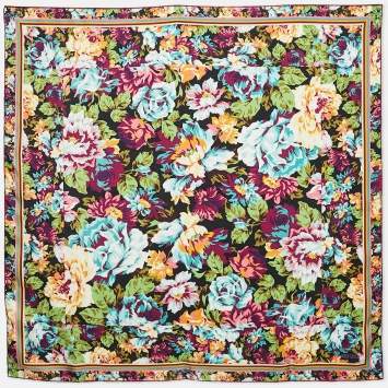 Kenzo Purple Floral Printed Silk Square Scarf