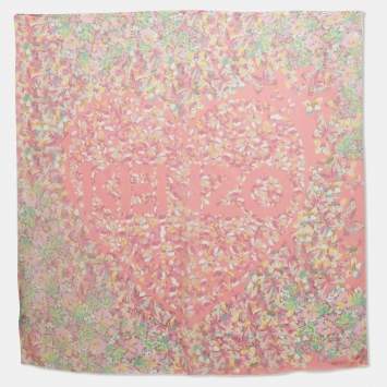 Kenzo Pink Floral Print Silk Square Scarf 