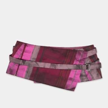 Pre Owned Kenzo Purple Strip Satin Wrap Belt L