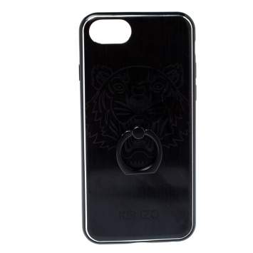 Pre Owned Kenzo Black PVC Tiger Print iPhone 7/8 Case