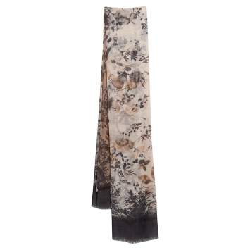 مملوكة مسبقًا Kenzo Beige Floral Printed Cotton Scarf