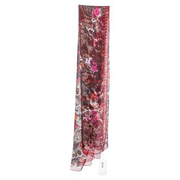 Pre Owned Kenzo Multicolor Floral Print Silk Scarf
