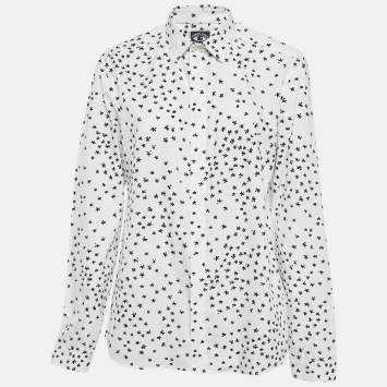 Pre Owned Kenzo White All-Over Print Cotton Shirt L