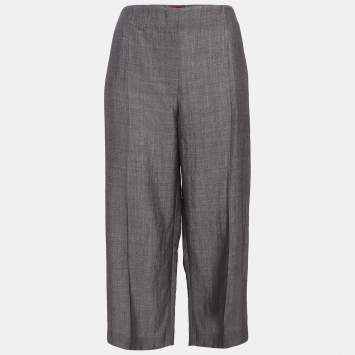 Pre Owned Kenzo Grey Wool Blend Culottes Trousers L
