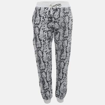 Pre Owned Kenzo Black/White Snake Print Cotton Knit Track Pants M