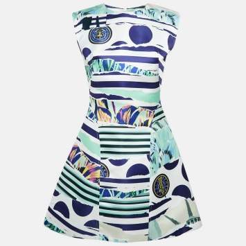 Pre Owned Kenzo Multicolor Printed Crepe Sleeveless Mini Dress M