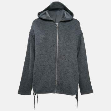 مملوكة مسبقًا Kenzo Grey Tiger Embroidered Cotton Knit Zip-Up Hoodie M