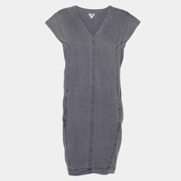 Pre Owned Kenzo Grey Lyocell Dress M