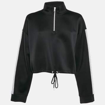 Pre Owned Kenzo Black Jersey Logo Tape Detail High Neck Sweater L