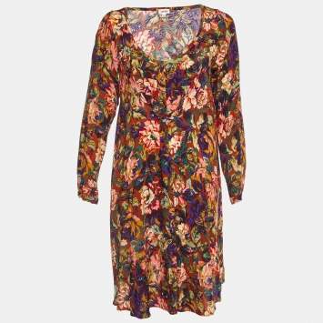 Pre Owned Kenzo Multicolor Abstract Print Crepe Short Dress M