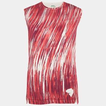 Pre Owned Kenzo Pink/Multicolor Printed Jersey Sleeveless Tunic S