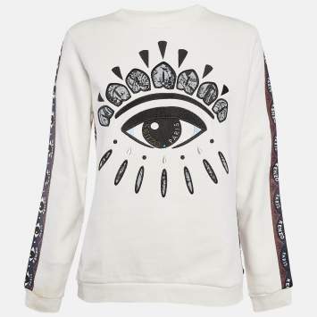 Pre Owned Kenzo Multicolor Eye Logo Embroidered Cotton Knit Sweatshirt L