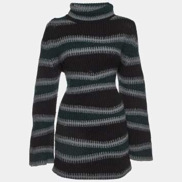 Pre Owned Kenzo Multicolor Stripe Wool Turtleneck Sweater Mini Dress M
