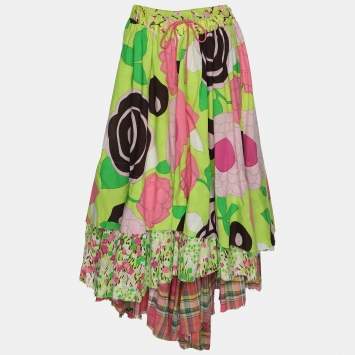 Kenzo Multicolor Cotton Multi Tier Maxi Skirt S