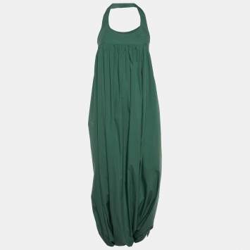 Kenzo Green Cotton Halter Neck Harem Wrap Jumpsuit L