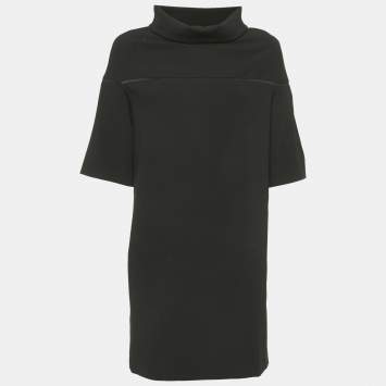 Kenzo Black Satin High Neck Mini Dress S