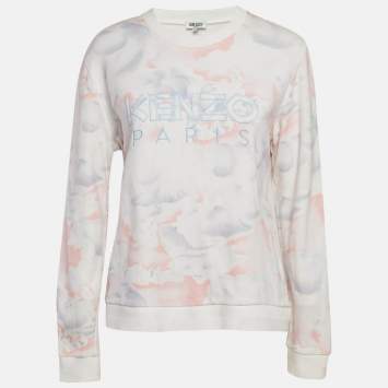 Kenzo Pink Printed Cotton Knit Crew Neck Sweatshirt S