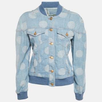 Kenzo Blue Jacquard Denim Button Front Jacket S