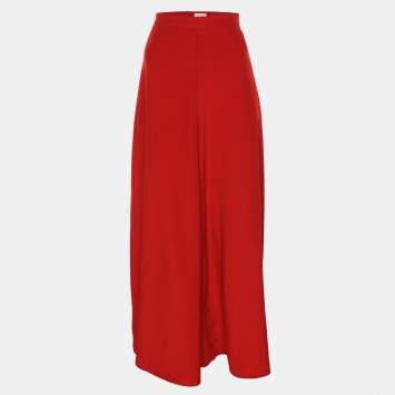 Pre Owned Kenzo Red Satin Culottes Trousers M