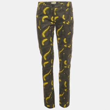 Pre Owned Kenzo Black Printed Cotton Pants M