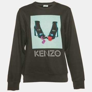 Pre Owned Kenzo X Toilet Paper Black Printed Cotton Blend Sweatshirt S 