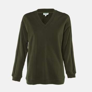 Pre Owned سويت شيرت كينزو قطن بشعار زيتوني أخضر مقاس متوسط (ميديوم)