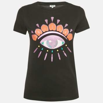 Pre Owned Kenzo Black Eye Print Cotton Crewneck T-shirt S