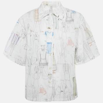 Pre Owned Kenzo White Printed Cotton Boxy Shirt M