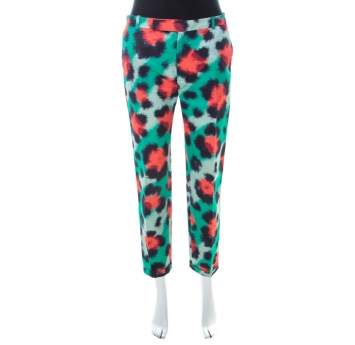 Pre Owned Kenzo Multicolor Scribble Print Motif Cotton Blend Tapered Trousers M