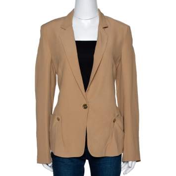 مملوكة مسبقًا Kenzo Camel Textured Crepe Single Button Blazer M