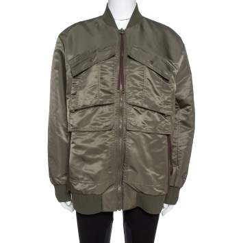 Pre Owned Kenzo Olive Green Utility Bomber Jacket M