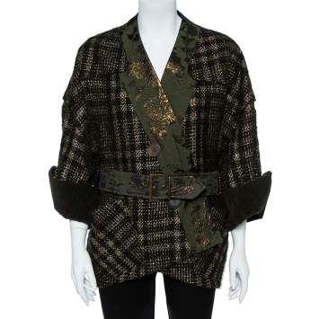Pre Owned Kenzo Green/Gold Wool Jacket L