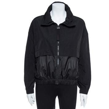 Pre Owned Kenzo Black Nylon Metallic Logo Windbreaker Jacket S