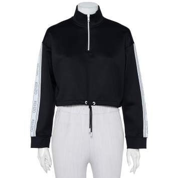 Pre Owned Kenzo Black Neoprene Half Zip Detail Oversized Track Jacket  XS