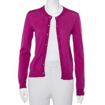 Pre Owned Kenzo Purple Wool Button Front Cardigan M