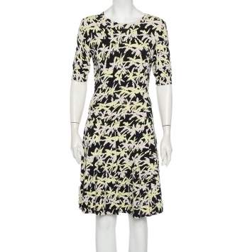 مملوكة مسبقًا Kenzo Multicolor Palm Tree Jacquard Knit Flared Midi Dress M
