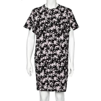 Pre Owned Kenzo Lavender Flocked Abstract Patterned Dress M