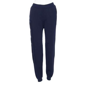 Pre Owned Kenzo Blue Logo Jacquard Knit Joggers S