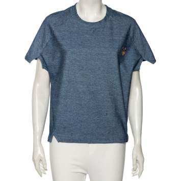 Pre Owned Kenzo Navy Blue Cotton Knit Oversized T-Shirt M