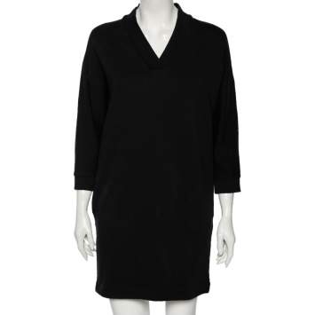 Pre Owned Kenzo Black Logo Print Cotton Batwing Sleeve Sweatshirt Dress XS