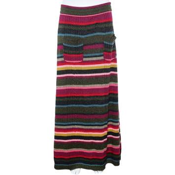Pre Owned Kenzo Multicolor Striped Wool Skirt L