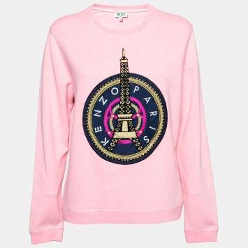 Pre Owned Kenzo Pink Cotton Eiffel Tower Sweatshirt XL