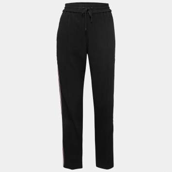 Pre Owned Kenzo Black Crepe Side Stripe Track Pants S