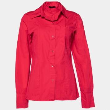 Pre Owned Kenzo Pink Cotton Floral Detail Shirt M 