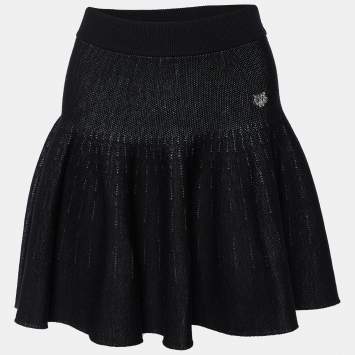 Pre Owned Kenzo Black Wool & Cotton Knit Skater Mini Skirt XS