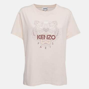 Pre Owned Kenzo Light Pink Cotton Tiger Print T-Shirt 2XL
