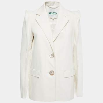 مملوكة مسبقًا Kenzo Cream Cotton Blend Single Breasted Blazer M