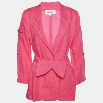 مملوكة مسبقًا Kenzo Pink Linen Belted Blazer M