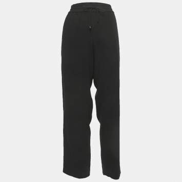 Pre Owned Kenzo Black Crepe Side Striped Drawstring Track Pants M