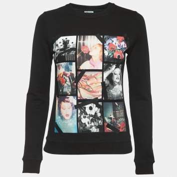 Pre Owned Kenzo Black Graphic Print Cotton Crew Neck Sweatshirt XS